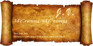 Jánossy Vázsony névjegykártya